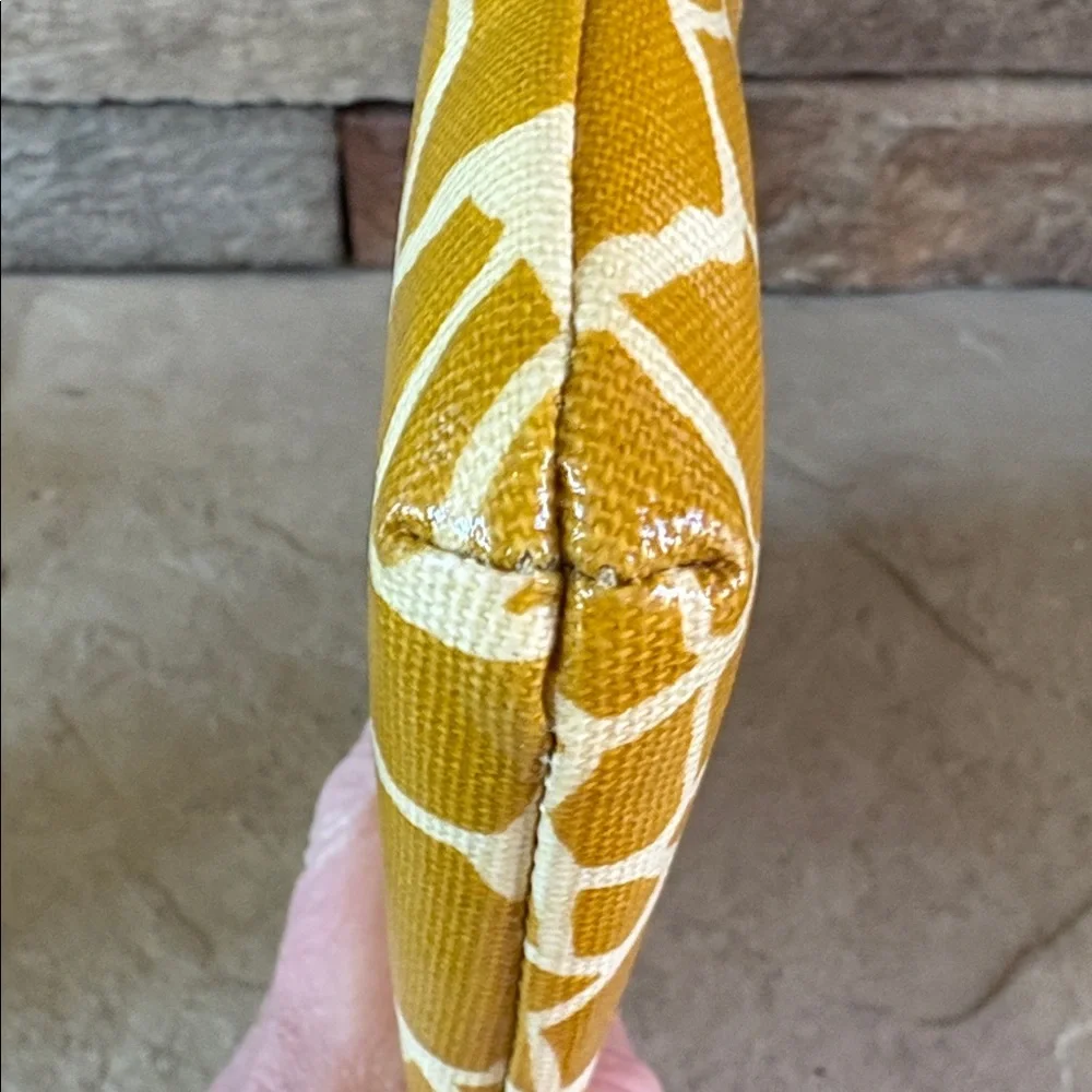 Fossil oil cloth mustard yellow zippered pouch